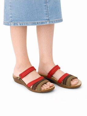 Size 10 (EU 41) Mephisto Women’s Leather Sandals Red Brown Adjustable Strap